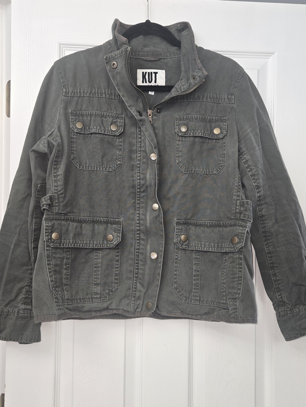 KUT from the Kloth Womens Large Olive Green Military Utility Field Jacket Cotton